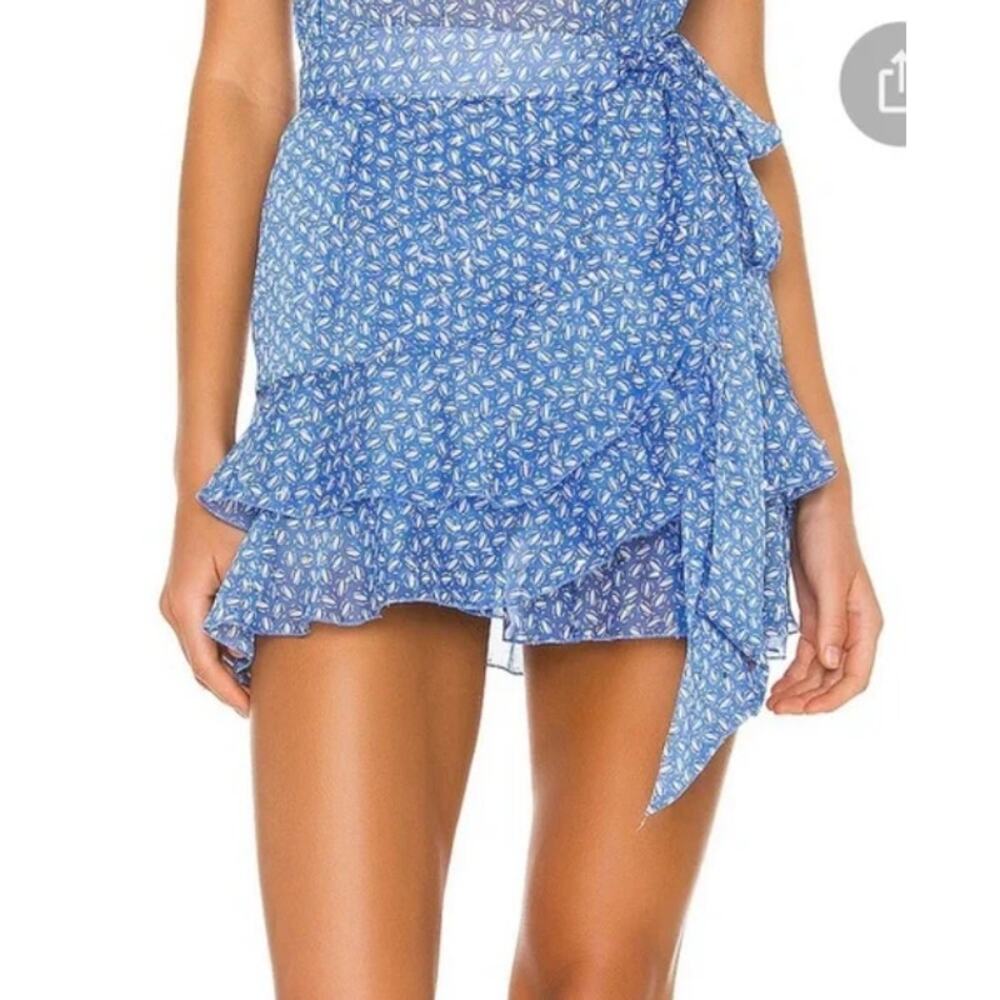 Sabina Musáev CARRIBEAN  Wrap Mini Skirt – Blue Size Small